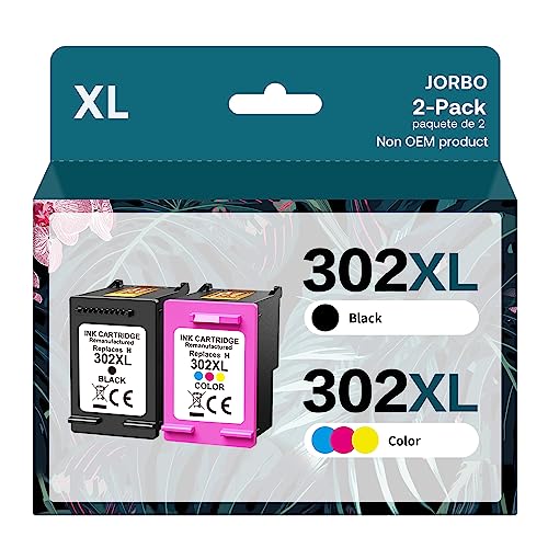 Jorbo - 302XL Compatible Ink Cartridges for HP, Black & Color, High Yield