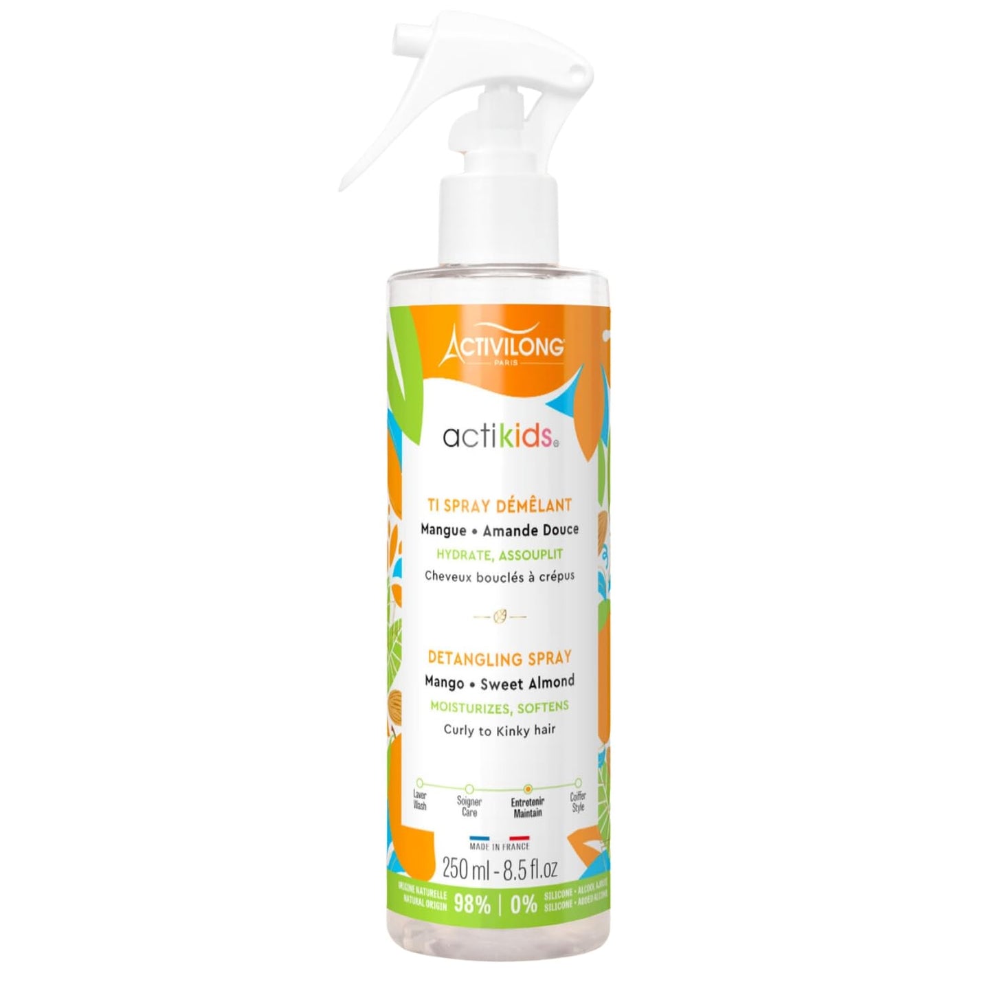 Activilong Actikids Detangling Spray – Effortless Tangle-Free Hair with Gentle Care! – Enriched with Organic Sweet Almond Oil and Mango Butter – No More Knots, No More Tears! – 250 ml. - Medaid International
