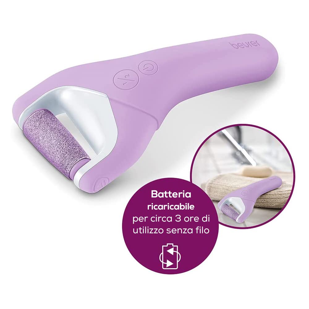 Beurer MP59 Waterproof Callus Remover, Electric Callus File with 2 Speed Settings and 2 Abrasive Rollers, Suitable for Thickened Hard Skin, Battery-Operated, for Wet & Dry Feet - Medaid International