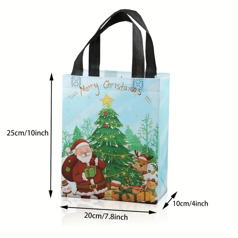 6pcs Christmas Gift Theme Gift Packaging Bag, 10.6''X7.8''X4'' With Handle, Reusable Non-Woven Material, New Year Gift, Christmas Party Supplies Packaging Bag. - Medaid International