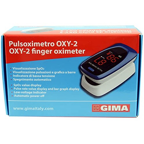 Gima - Portable OXY-2 Finger Pulse Meter with LED Display & Visual Alarms