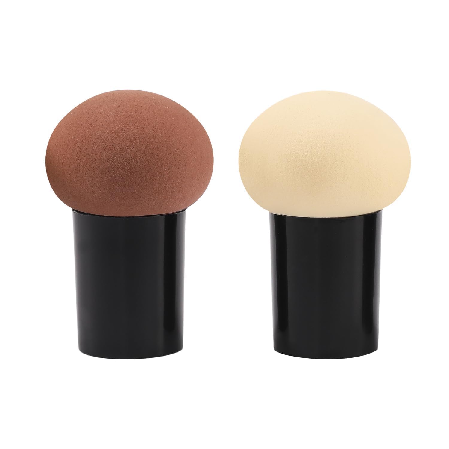 2PCS Mushroom Makeup Sponge, Makeup Brush Sponge with Handle Case, Dual-Ended Foundation Blender, Beauty Blender for Liquid Cream Powder, Professional Cosmetic Tool (White&Brown) - Medaid International