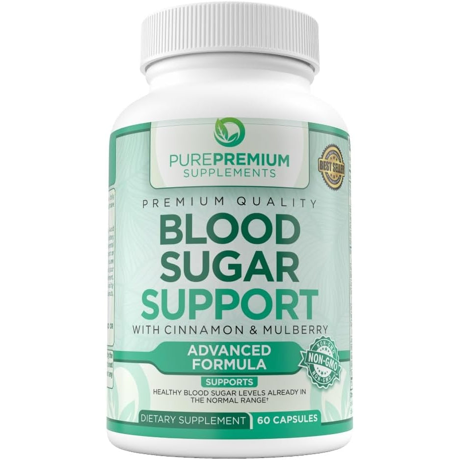 PurePremium Normal Blood Sugar Support Supplement-Cinnamon Supplements to Support Blood Sugar Levels Already in The Normal Range-Capsules w/Bitter Melon, Mulberry, Zinc, Biotin, Vitamin C, E-60 Count - Medaid