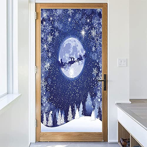 Christmas Privacy Window Film, Christmas Style Print, Glass Film for Home Office Living Room, W23.6 x L59 Inch - Medaid International