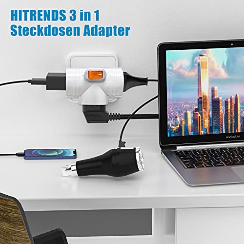 Tanxis - 2 Pack Double Socket Adapter with Switch, Portable 3 Way Wallplate