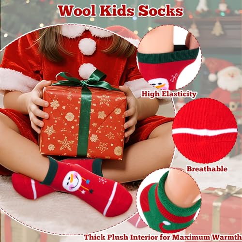 Nydotd 5 Paris Kids Christmas Winter Socks Thick Cotton Warm Crew Socks for Girls Boys Xmas Gift - Medaid International
