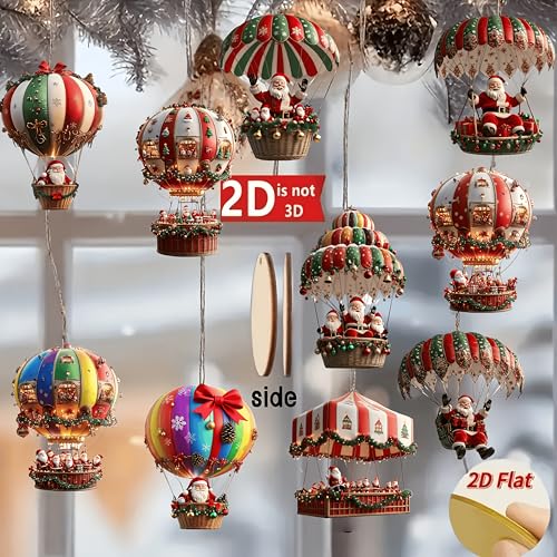10pcs Santa Claus Parachute Handmade Ornament Set - Classic Christmas Decorations for Home and Garden, Festive - Medaid International