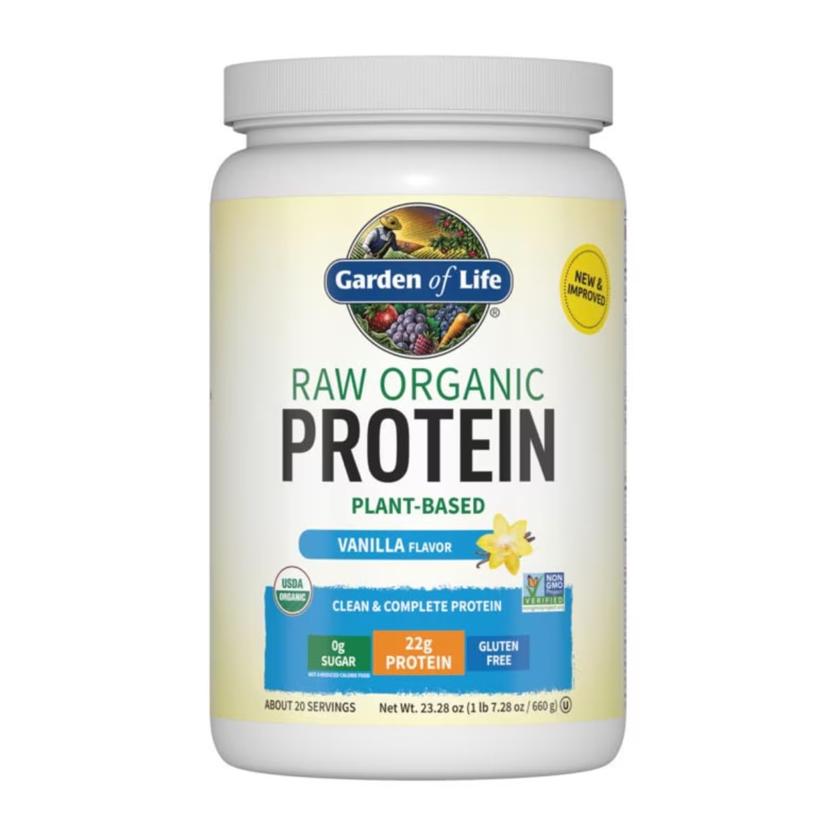 Garden of Life Protein Powder, Vegan Protein Powder, BCAA, Probiotics & Digestive Enzymes, Gluten & Lactose Free, Vanilla, 1.5 LB - Medaid International