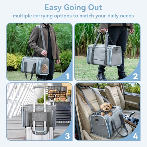 Petsfit - Expandable Cat & Dog Carrier, Airline Approved, Soft-Sided, Washable