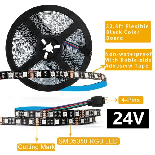 Supernight - 32.8ft RGB LED Strip Lights, 600 LEDs, Color Changing, Black PCB