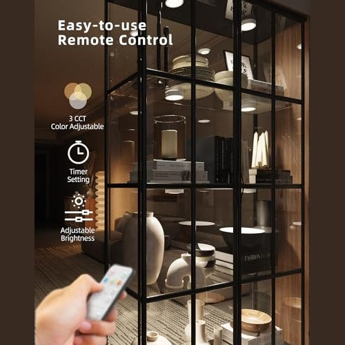 Tedmos - Rechargeable Puck Lights with Remote, 2400mAh Battery, USB LED