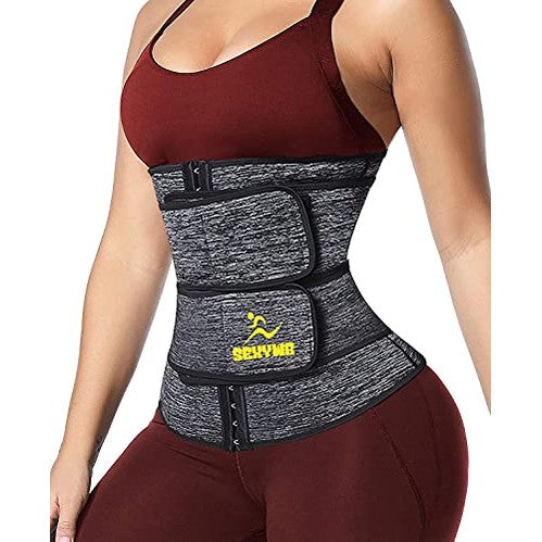 Sexywg - Sweat Waist Trainer Belt for Women, Neoprene Sauna Trimmer, Double Straps Black, XL