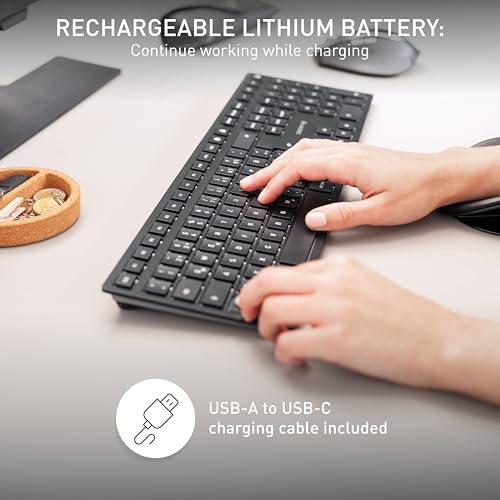 Cherry - Slim Wireless Keyboard with Bluetooth, 2.4GHz, Rechargeable, Portuguese Layout