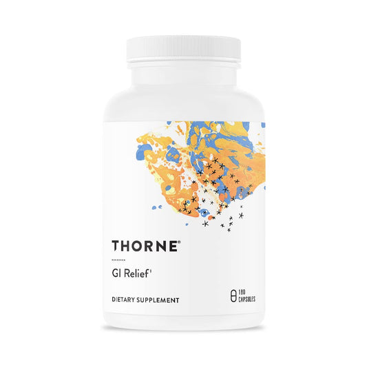 THORNE - GI Relief - Digestion Supplement - Supports Gut Health & Bloating Relief* - Formulated with Marshmallow Root, Aloe Vera Gel, DGL & Slippery Elm Bark - 180 Capsules - 90 Servings - Medaid International