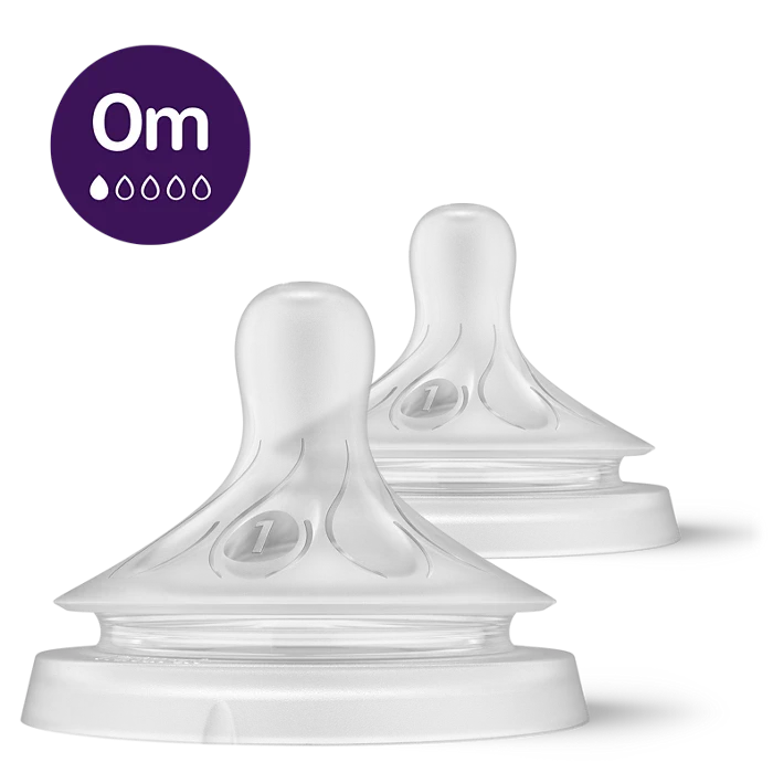 avent 2 natural teats first flow 1 hole - 0m+ 961/02