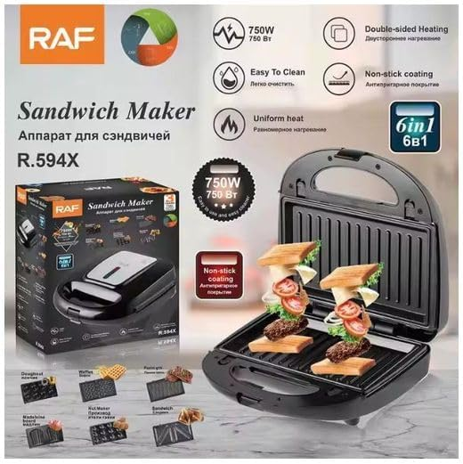 RAF 750W 6 IN 1 SANDWICH MAKER R594X - Medaid International