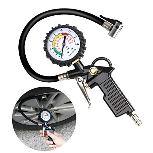 Uraqt - Tire Pressure Gauge with Inflator, 220 PSI, Quick Connect Coupler