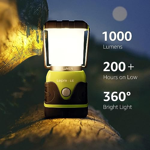 LE - 1000LM Waterproof Battery Powered LED Camping Lantern with 4 Light Modes