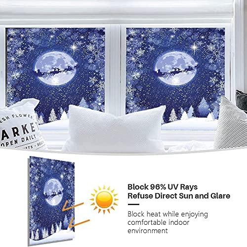 Christmas Privacy Window Film, Christmas Style Print, Glass Film for Home Office Living Room, W23.6 x L59 Inch - Medaid International