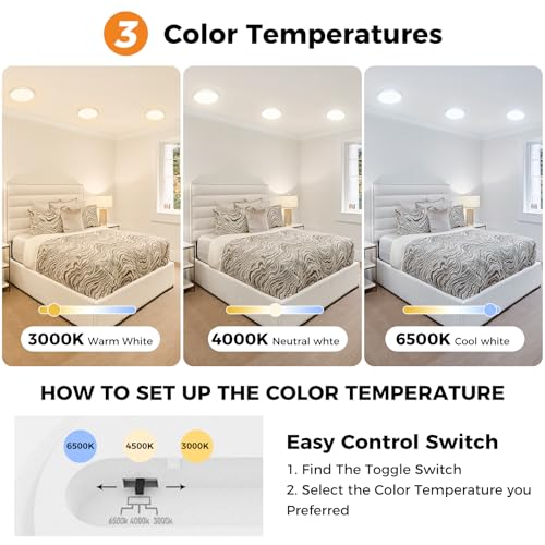 Slochi - Modern 6.5 Inch LED Flush Mount Light, 12W, 1200LM, 3 Color Temps