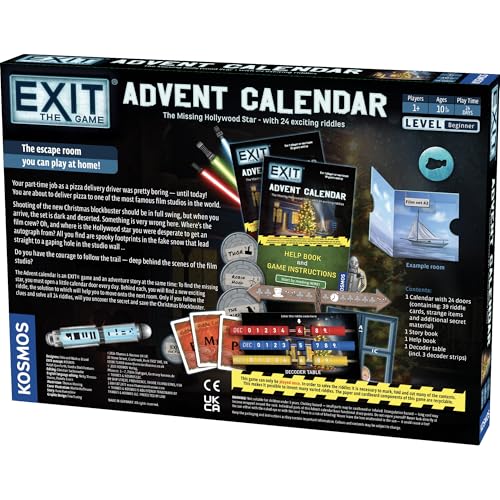 EXIT: The Game - Advent Calendar - The Missing Hollywood Star | Christmas | Calendar | Advent | Mystery Game | Family Activity | Ages 10+ - Medaid International