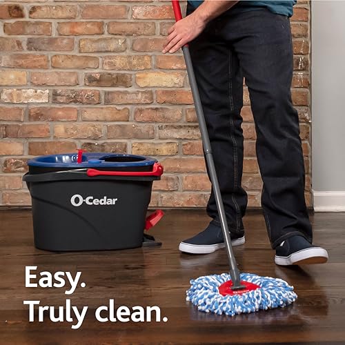 O-Cedar RinseClean Spin Mop & Bucket System + 2 Extra Mop Heads| Clean with Clean Water | Removes 99% of Bacteria - Medaid International