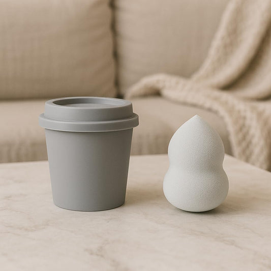 Travel Beauty Blender Sponge with Case - Soft, Compact, and Perfect for Flawless On-the-Go Makeup (GRAY) - Medaid International