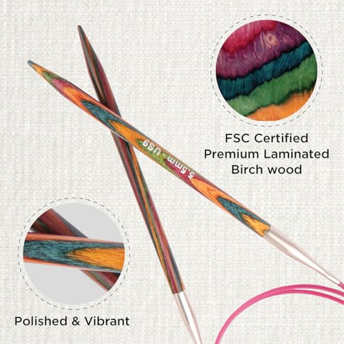 KnitPro - Symfonie Fixed Circular Needles 32" (80cm) | 5.50mm, Premium Birch Wood, Smooth Knitting Experience