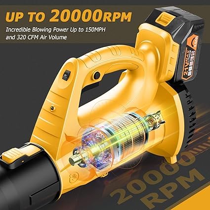 Leaf Blower - 320CFM 150MPH Leaf Blower Cordless with Battery & Charger, Electric Leaf Blower Battery Powered Leaf Blower Lightweight for Snow Blowing & Lawn Care Yard Cleaning - Medaid International