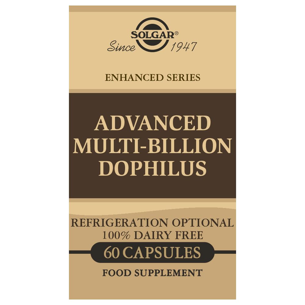 Solgar Advanced Multi-Billion Dophilus, 60 Vegetable Capsules - Supports Healthy Intestinal Flora - 5 Billion Microorganisms Per Serving - Gluten, Dairy, Lactose & Milk No - Vegetarian - 60 Servings - Medaid International