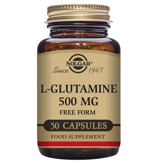Solgar L-Glutamine 500 mg, 50 Vegetable Capsules - Natural Muscle Food - Promotes Gastrointestinal (GI) Health - Supports Brain Health - Non-GMO, Vegan, Gluten Free, Dairy Free, Kosher - 16 Servings - Medaid International