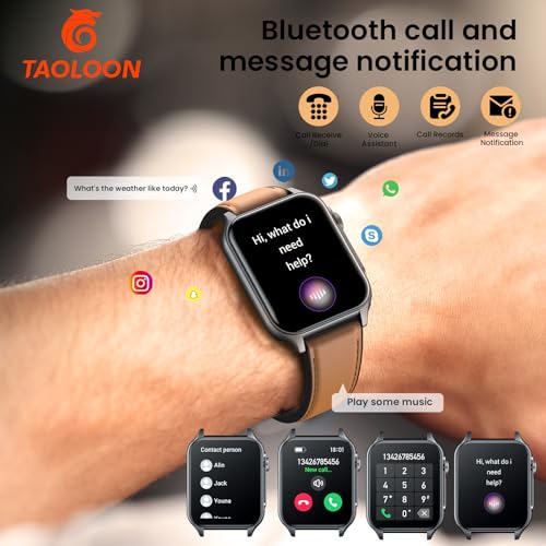 Taoloon - Smart Watch for Men with Bluetooth Call, 100+ Sports Modes, 1.96" Display