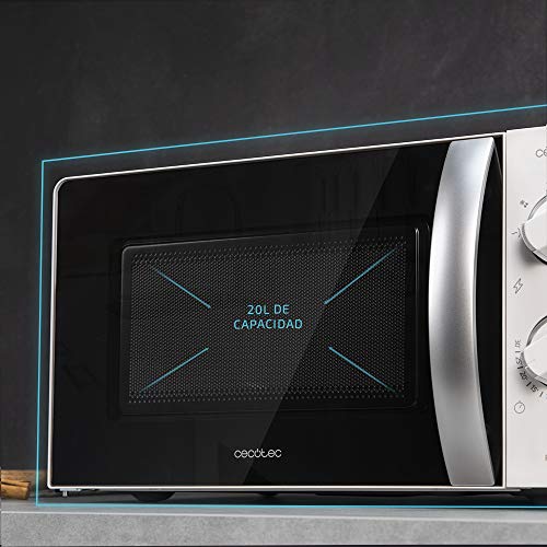 Cecotec - 700W Microwave with Grill, 20L Capacity, 6 Power Levels, 3Dwave Technology