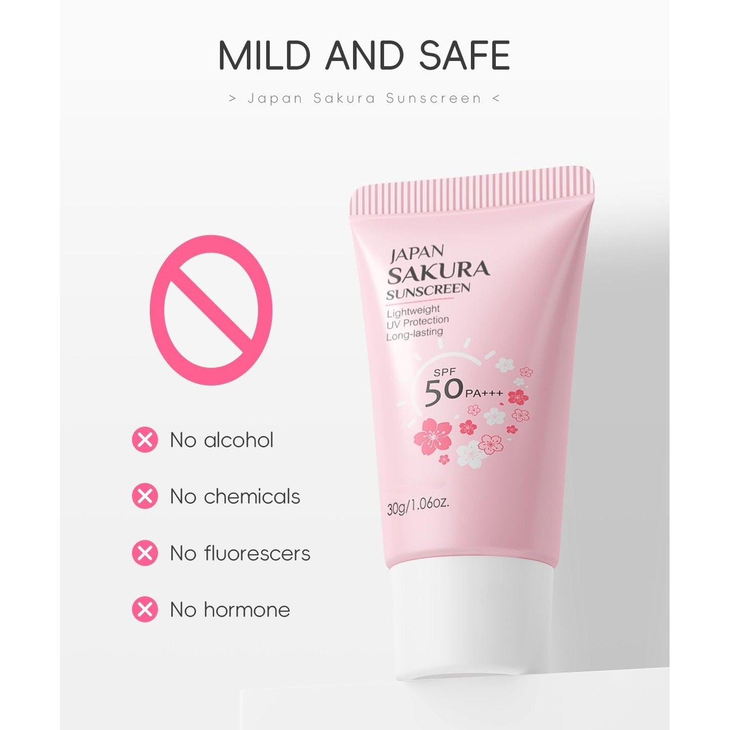 Hydrating Sunscreen SPF 50 – 2Packs Lightweight Hydrating JAPANESE SAKURA Face & Body Sunscreen, Moisturizing Isolation Cream Non-Greasy, Fast-Absorbing, No White Cast - Medaid International