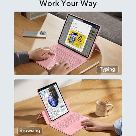 ESR - Ascend Keyboard Case for iPad Air 13" 2024 with Trackpad, Pink