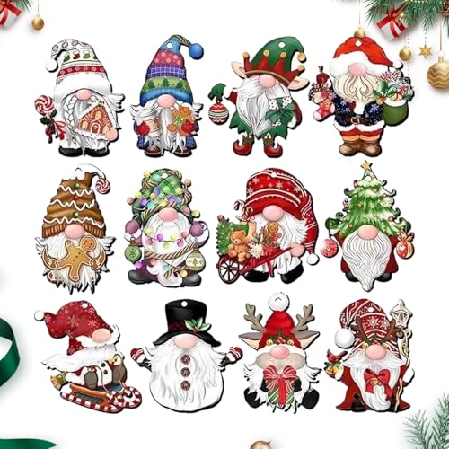 24 Pack Christmas Hanging Ornaments - Assorted Styles, Festive Decor for Xmas Tree, Mantel, Wreath & Holiday Present Wrapping (Multicolor Santa Light) - Medaid International
