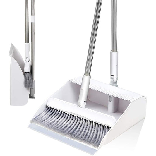 Self cleaning Foldable Bristle Broom and Dustpan Set