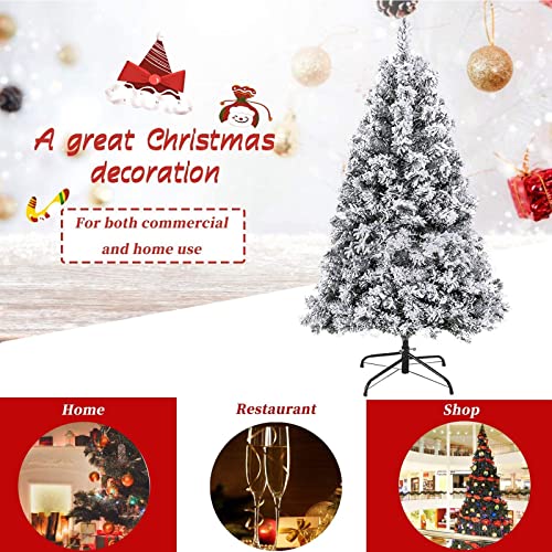 4/5/6/7FT Artificial Christmas Tree, Premium Spruce Snow Flocked Artificial Holiday Xmas Tree, Rich Branch Tips, Metal Stand, Christmas Decoration for Home, Office, Party,120cm/4ft - Medaid International
