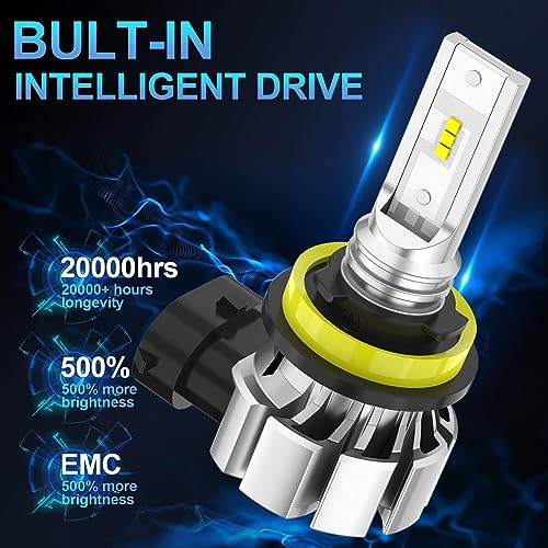 Auxiracer - H11 LED Bulbs, 6500K CSP Chip, 500% Brightness, High/Low Beam Replacement