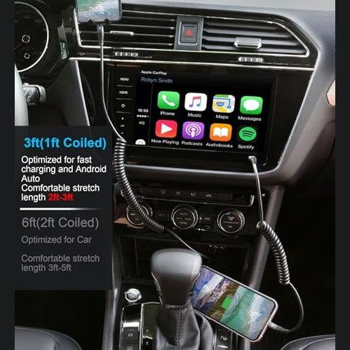 Kiyoda - USB C to Lightning Cable 3FT 2Pack, Coiled, Fast Charging, MFi Certified