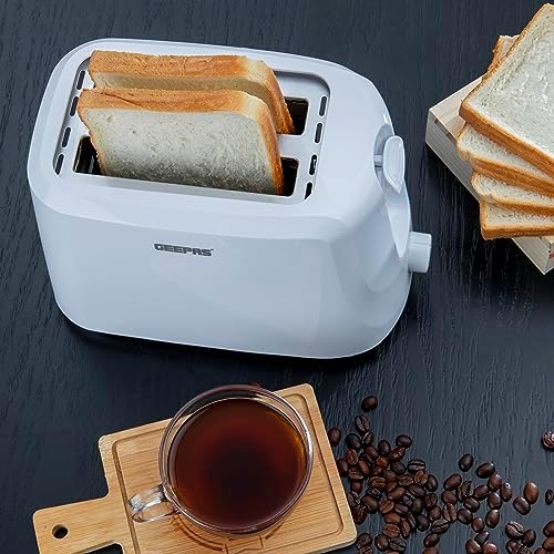 Geepas 2 Slice Bread Toaster, Variable Browning Setting, GBT36515 | Cancel Function | Removable Crumb Tray | Wide Slots and High Lift Feature | Cord Storage - Medaid