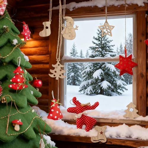 50 Piece Classic Christmas Hanging Ornaments Set - Santa Claus,Snowman,Reindeer,Christmas Tree,Snowflakes & More Designs for Festive Decoration - Medaid International