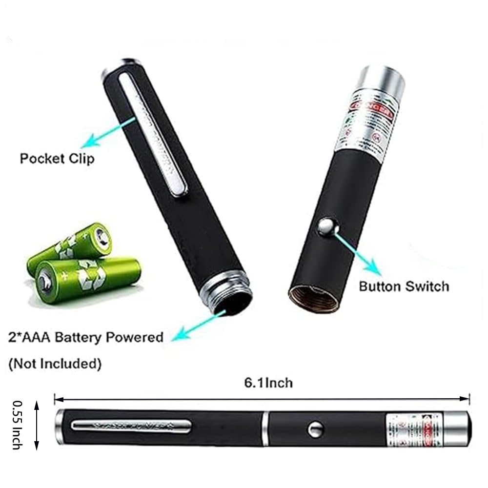 CHUQIANTONG Laser Pointer Cat Toys Red Laser Presentation Remotes for Indoor Classroom Interactive Teaching (Red, Without Battery 1 Pack) - Medaid International