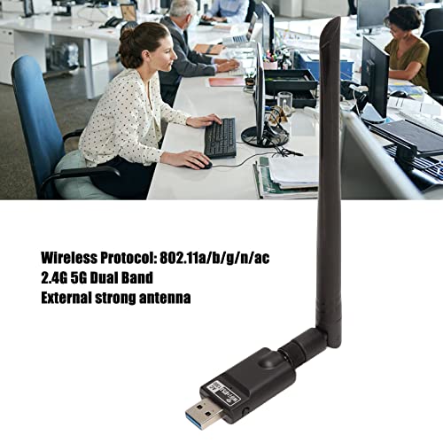 Zunate - USB WiFi Adapter AC1300, Dual Band 2.4G/5G, BT5.0, Antenna Included