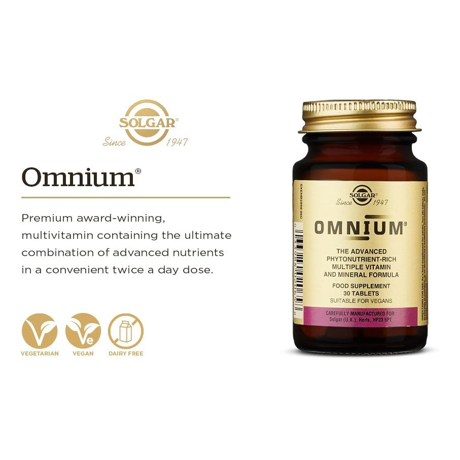 Solgar Omnium - 90 Tablets - Phytonutrient Complex + Multiple Vitamin & Mineral Formula - Non-GMO, Vegan, Gluten Free - 45 Servings - Medaid International
