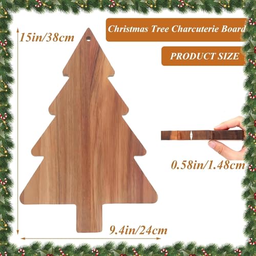 Christmas Tree Cutting Board for Holiday Party,15inch Christmas Tree Charcuterie Board for Cheese Fruit,Wooden Serving Platter Decorative Cheese Appetizer Tray Sushi Serving Plates for Kitchen Gifts - Medaid International