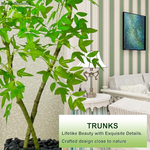 5ft Artificial Bamboo Tree, Fake Nandina Tree, Faux Nantian Bamboo Bonsai with White Planter, for Home Office Mall Exhibition Hall Living Room Garden Balcony Entryway Dining Room - Medaid International