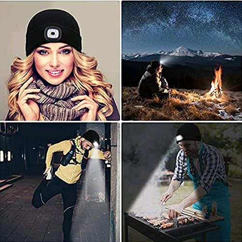 Sminiker - USB Rechargeable Beanie Hat with Light for Men, Women, Teens