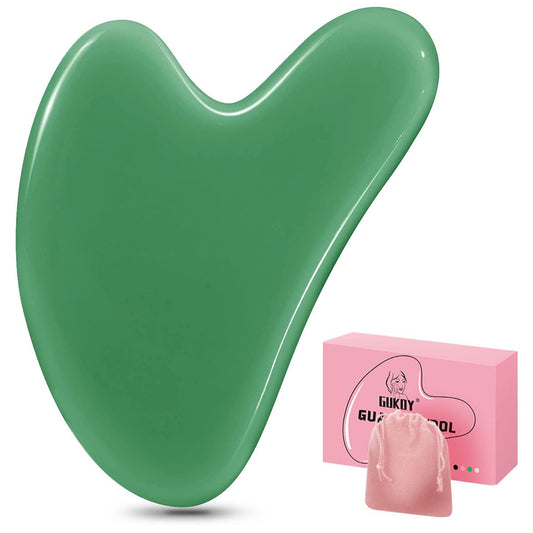 Gua Sha Facial Tool Guasha Board Natural Jade Stone for SPA Acupuncture Therapy Trigger Point Treatment, Relieve Muscle Tensions Reduce Puffiness (Green) - Medaid International