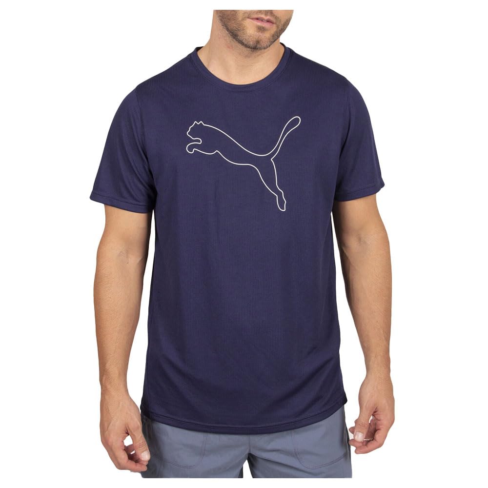 PUMA Men'sPerformance Cat Tee (Available in Big and Tall Sizes), Peacoat, Small - Medaid International